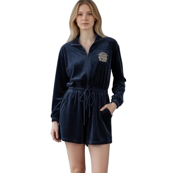 Ellesse Pants - ELLESSE Vintage Velour Long Sleeve Romper Black